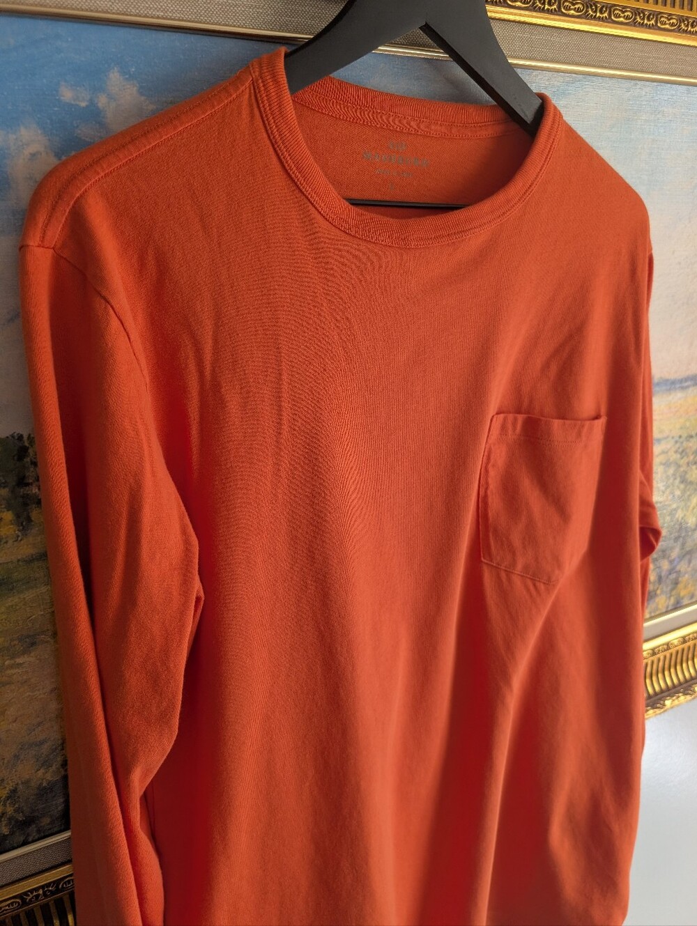 Sid Mashburn Orange Long-Sleeve Crew Pocket Tee